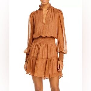 A.L.C. Silvie Striped Smocked Mini Dress in Butterscotch (4)